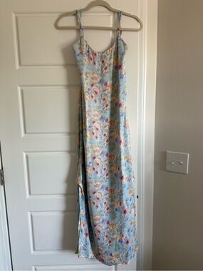 Something Navy Silky Floral Essential Slip Dress Blue Combo